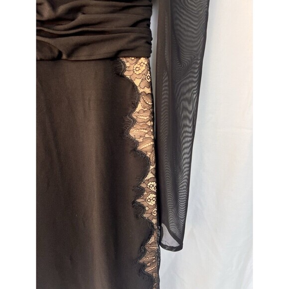 SELF-PORTRAIT Cutout Lace Trimmed Stretch Jersey Chiffon Halterneck Mini Dress 4 - Picture 8 of 13